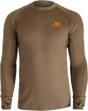 First Lite Men's Wick Long Sleeve Crew - Merino Wool Camo Hunting Base Layer, UV Protection Moisture Management Shirt