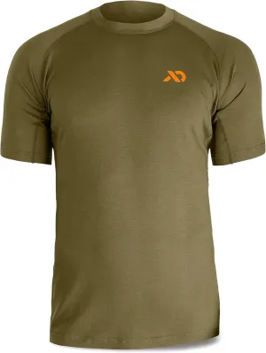 First Lite Men's Wick Short Sleeve Crew - Light Merino Wool Camo Hunting Shirt, UV Protection Moisture Management Base Layer