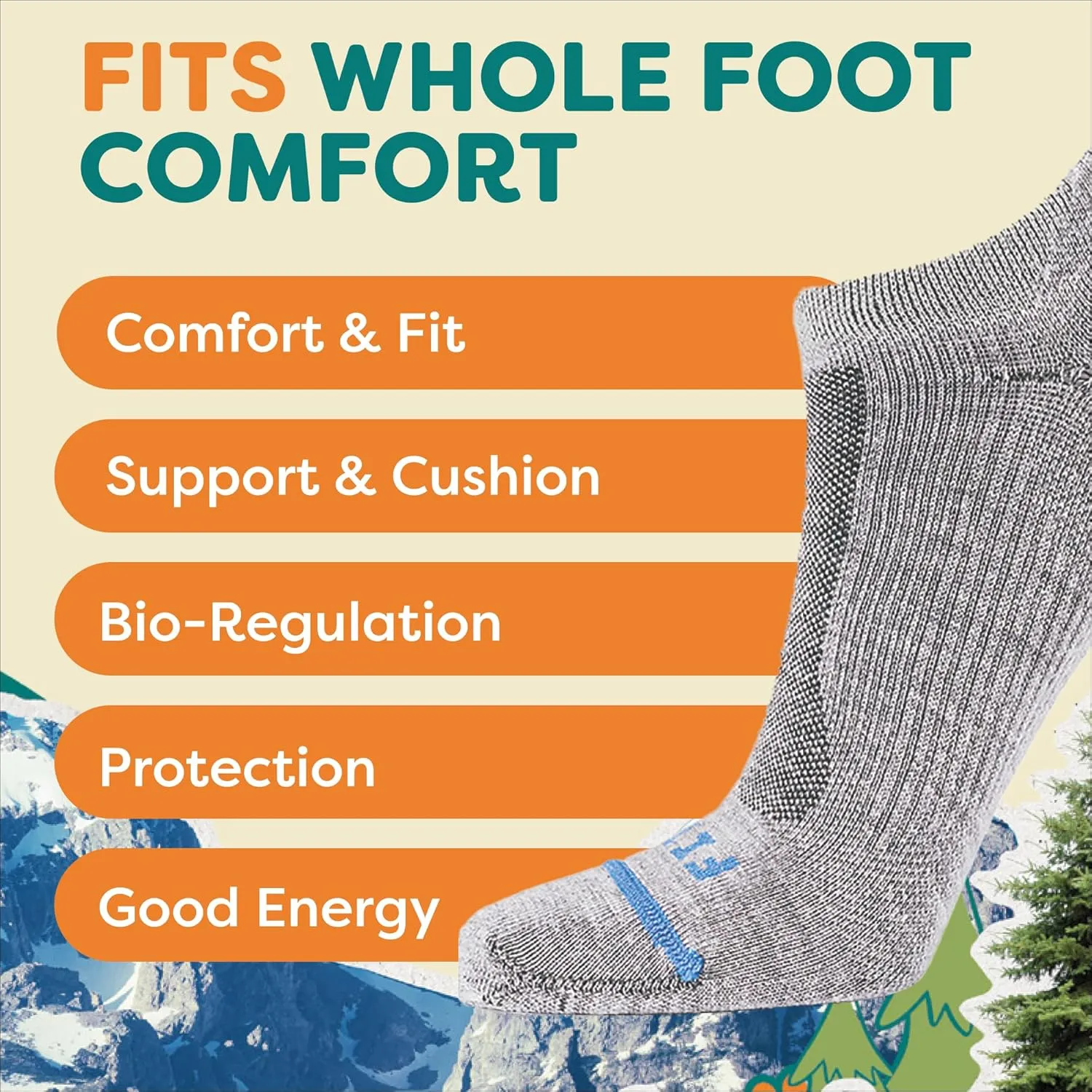 FITS Ultra Light No Show Running Socks for Men and Women, Merino Wool, Athletic Socks, Whole Foot Comfort