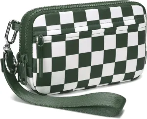 FODOKO Wristlet wallets for women Nylon Quilted Wallet with 4 Zippers,Travel Credit Card,Holder Cell Phone Organizer,coin purse
