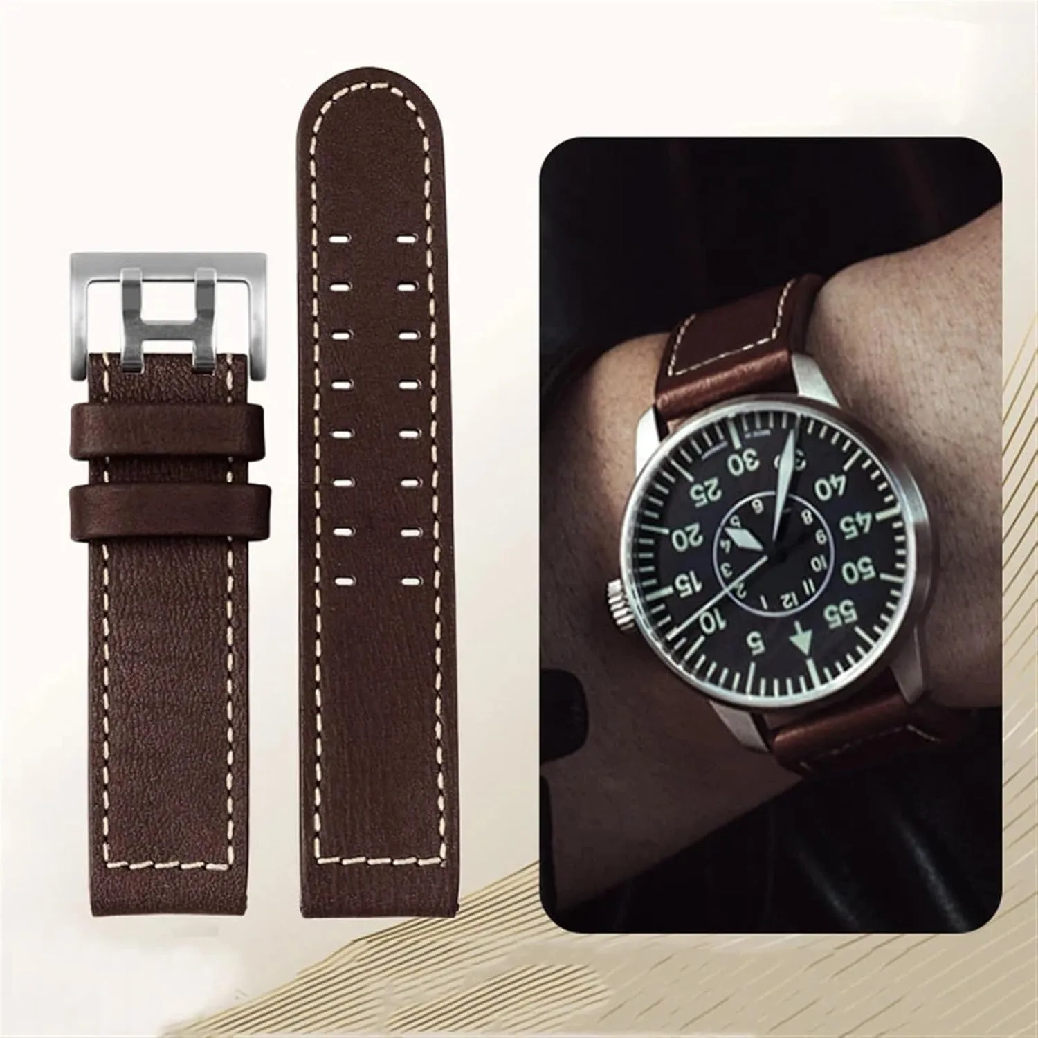 For Hamilton Khaki aviation Watch H77616533 H70615733 Watch Strap Genuine Leather jazz field Men WatchBand 20 22 Military Style