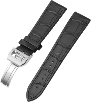 for IWC Bertofino Pilot Mark 20mm 22mm Watchband Alligator Genuine Leather Silicone Rubber Sole Watch Strap