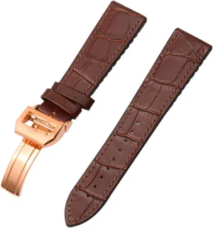 for IWC Bertofino Pilot Mark 20mm 22mm Watchband Alligator Genuine Leather Silicone Rubber Sole Watch Strap