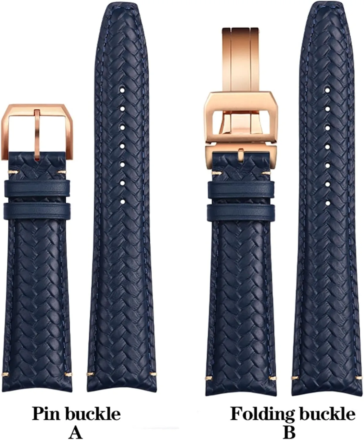 For IWC IW344205 Portuguese Chronograph Pilot Portofino Folding Buckle Strap 22mm Woven Cowhide Leather Watchband