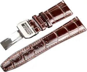 for IWC Portugues Pilot Genuine Leather Watch Band Bracelet Strap Accessory 22mm Crocodile Grain Watchbands (Color : Brown, Size : 22mm)