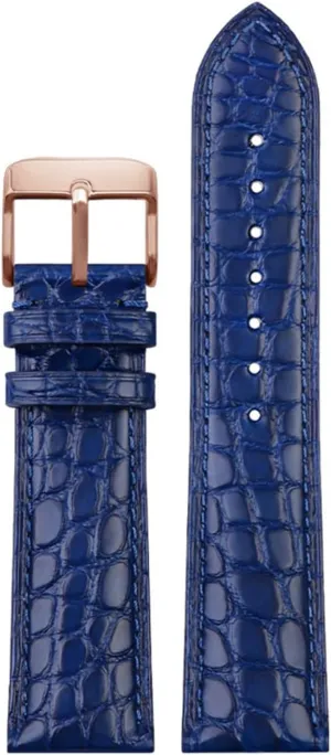 For luxurious wristband Crocodile strap Soft Blue leather watchband Butterfly Clasp 18 20mm 22mm Men Wrist Band