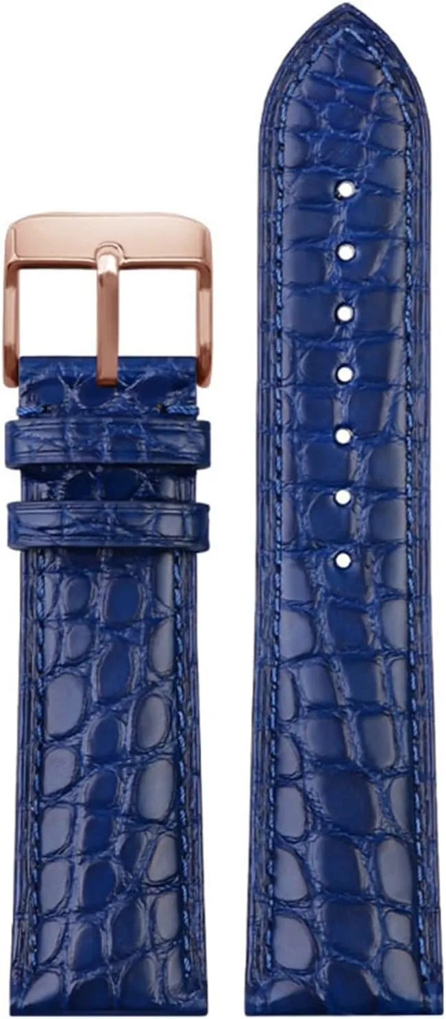 For luxurious wristband Crocodile strap Soft Blue leather watchband Butterfly Clasp 18 20mm 22mm Men Wrist Band