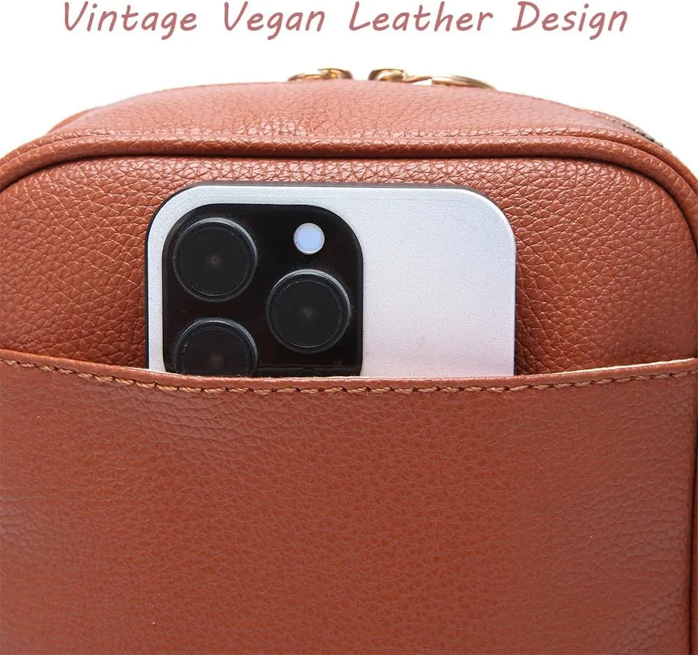 Forcipower Crossbody Leather Bag, Urvashi Crossbody Leather Bag with built in wallet, Vintage Messenger Bag