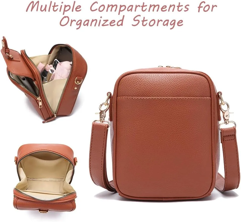 Forcipower Crossbody Leather Bag, Urvashi Crossbody Leather Bag with built in wallet, Vintage Messenger Bag