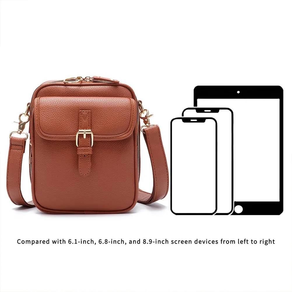 Forcipower Crossbody Leather Bag, Urvashi Crossbody Leather Bag with built in wallet, Vintage Messenger Bag