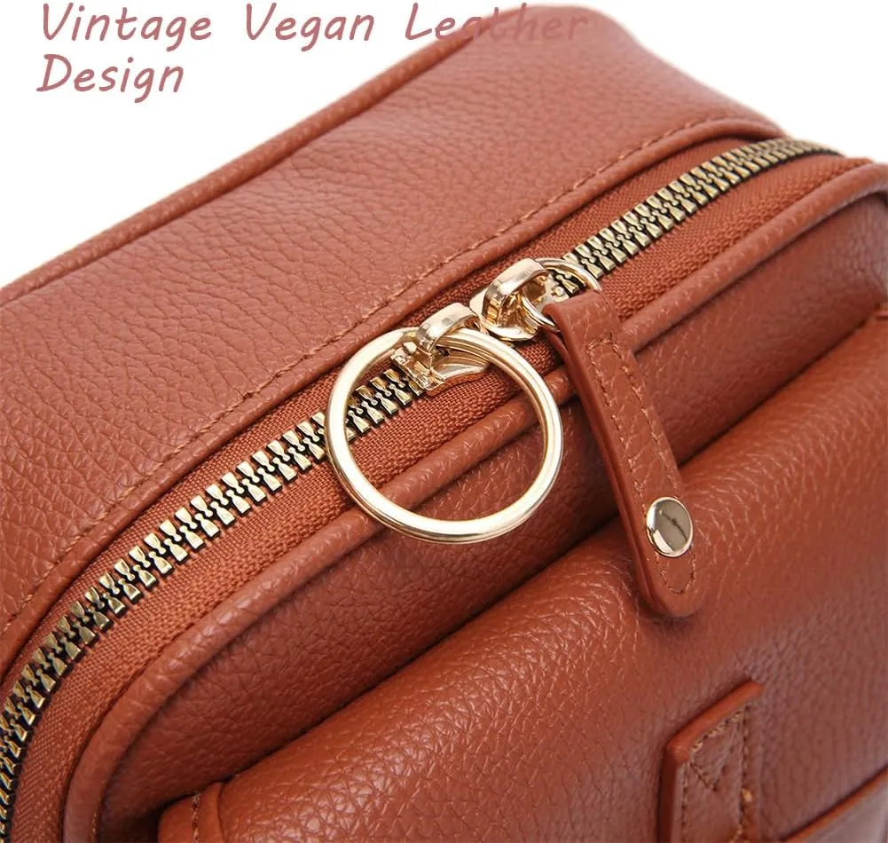 Forcipower Crossbody Leather Bag, Urvashi Crossbody Leather Bag with built in wallet, Vintage Messenger Bag