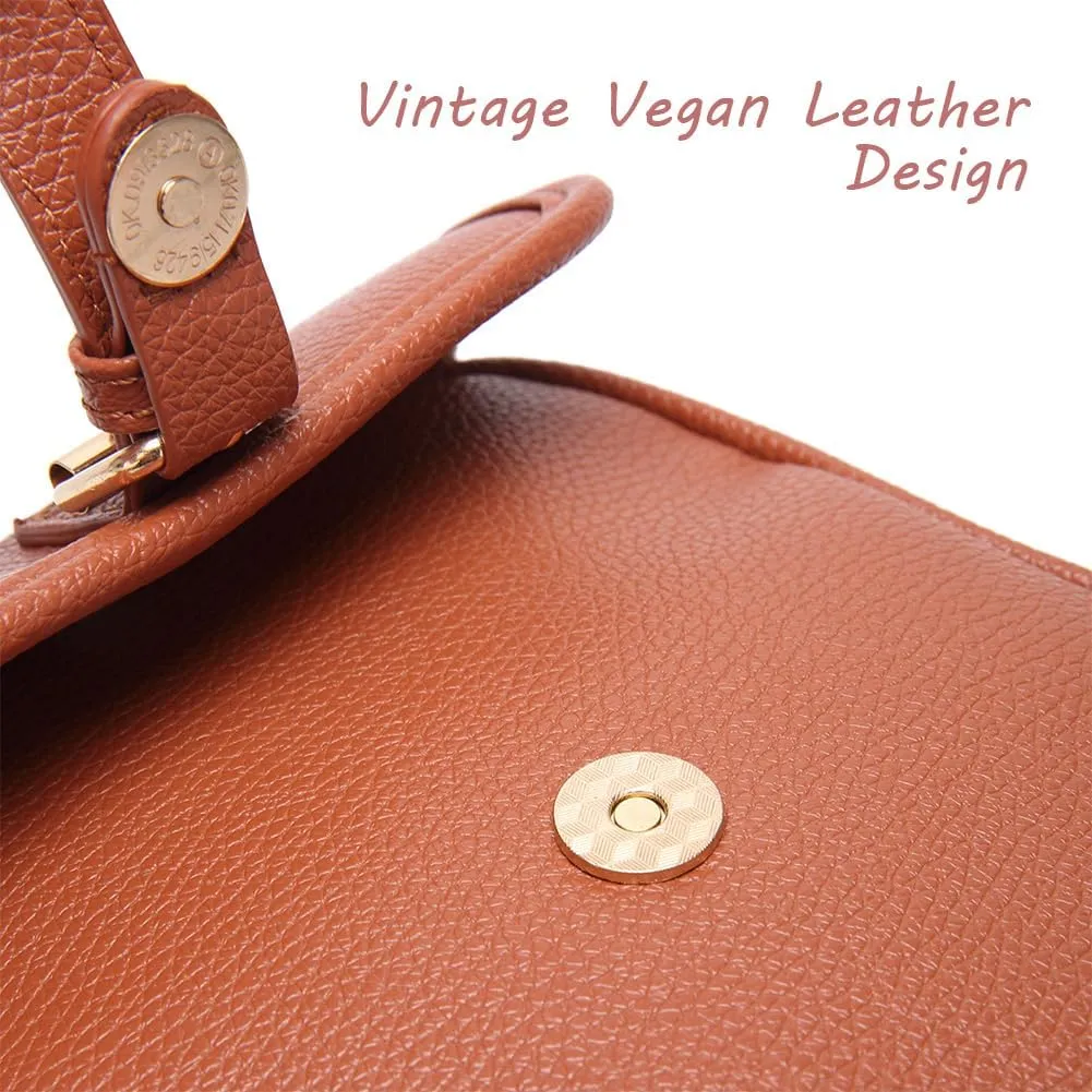 Forcipower Crossbody Leather Bag, Urvashi Crossbody Leather Bag with built in wallet, Vintage Messenger Bag