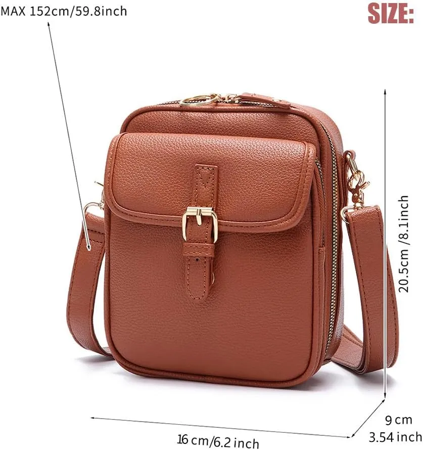 Forcipower Crossbody Leather Bag, Urvashi Crossbody Leather Bag with built in wallet, Vintage Messenger Bag