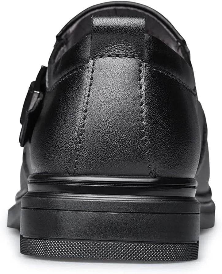 Formal Dress Shoes for Men Slip On Monk Strap Crocodile Embossed Vegan Leather Block Heel Slip Resistant Anti-Slip Low Top Rubber Sole Outdoor Suitable for Many Occasions