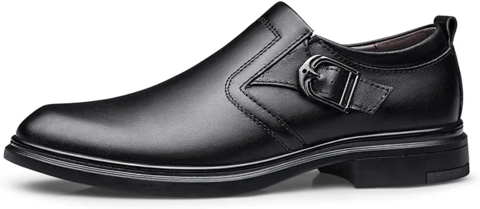 Formal Dress Shoes for Men Slip On Monk Strap Crocodile Embossed Vegan Leather Block Heel Slip Resistant Anti-Slip Low Top Rubber Sole Outdoor Suitable for Many Occasions