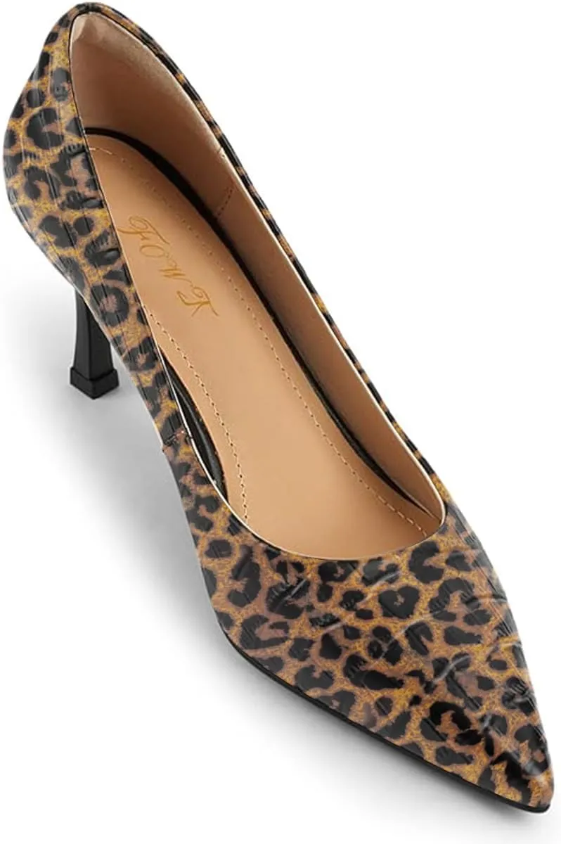 FOWT Simple Solid Croc-Embossed Pointed Toe Pumps Women Dressy Slip on Thin High Heels Sexy Shallow Party Evening Dance Shoes US Size 4-16