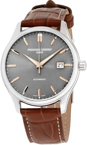 Frederique Constant Classics Grey Dial Leather Strap Men's Watch FC-303LGR5B6