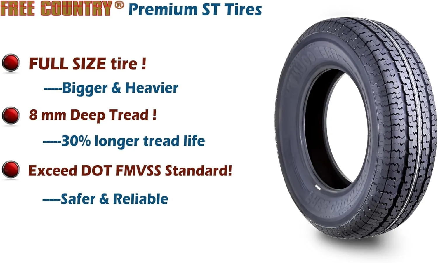Free Country Trailer Tire Wheel Assembly ST205/75R15 8-Ply D 107M 5 Lug on 4.5" PCD Black Mod Wheel, SET 2