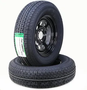Free Country Trailer Tire Wheel Assembly ST205/75R15 8-Ply D 107M 5 Lug on 4.5" PCD Black Mod Wheel, SET 2