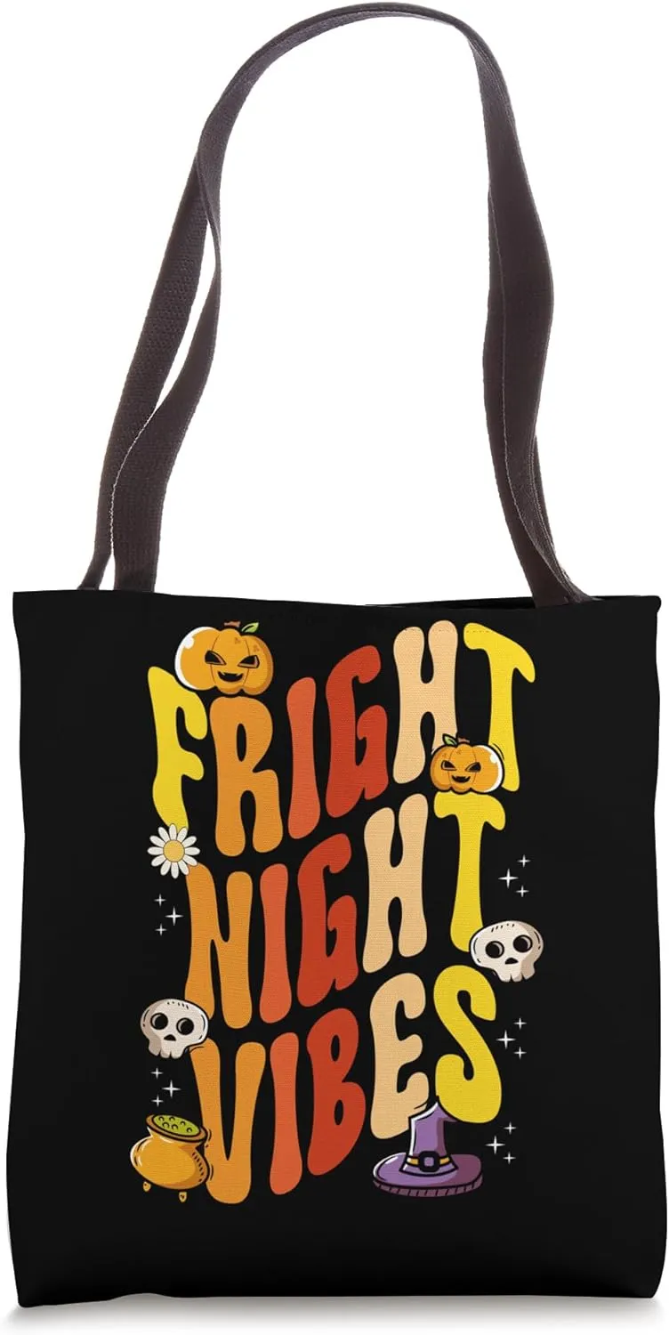 Fright Night Vibes Hippie Halloween Costume Halloween Party Tote Bag