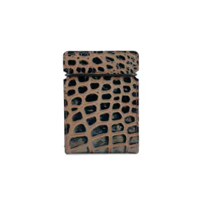 Front Pocket Wallet Cash Cover in Grey/Tan Crocodile Embossed Genuine Calfskin