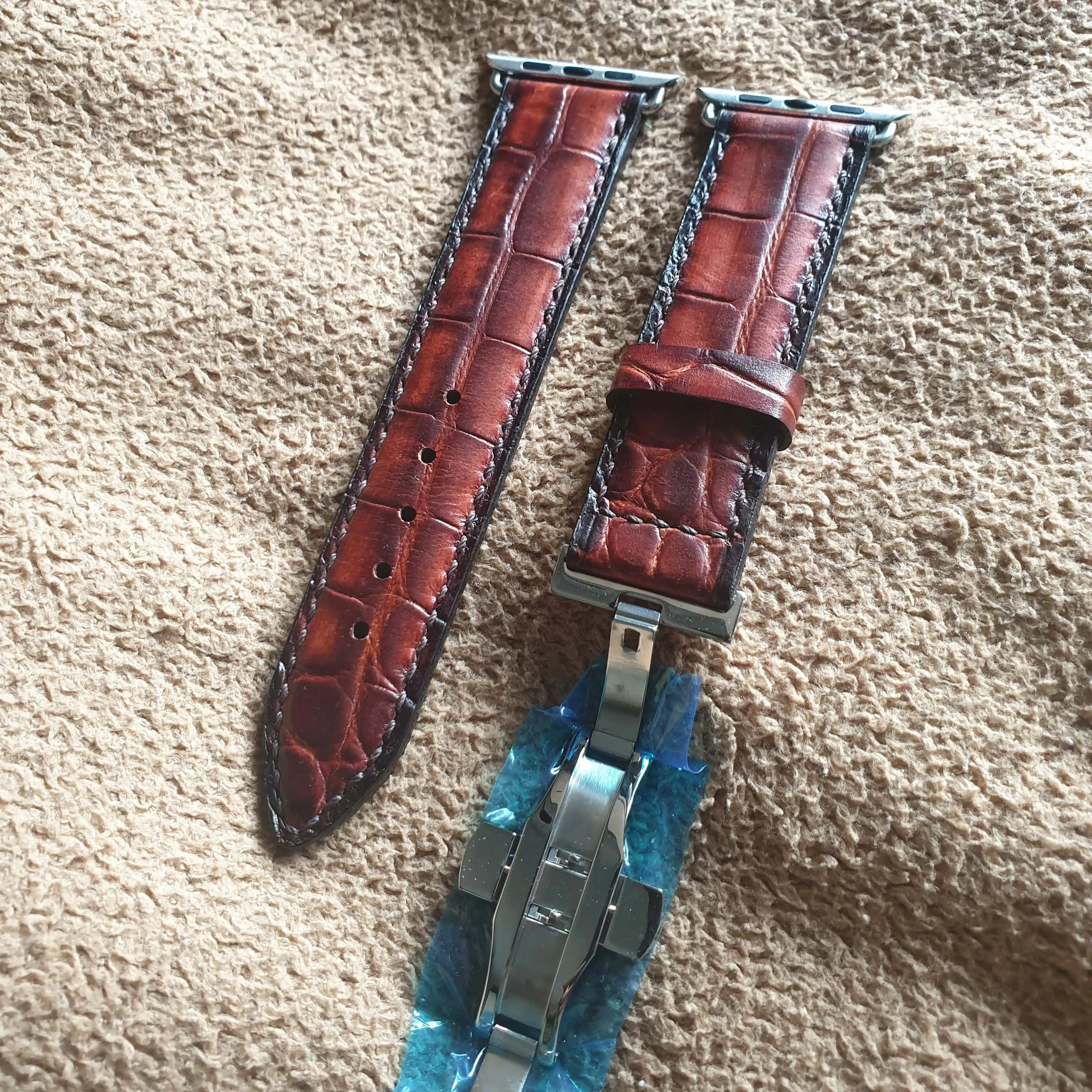 Full grain leather apple watch strap