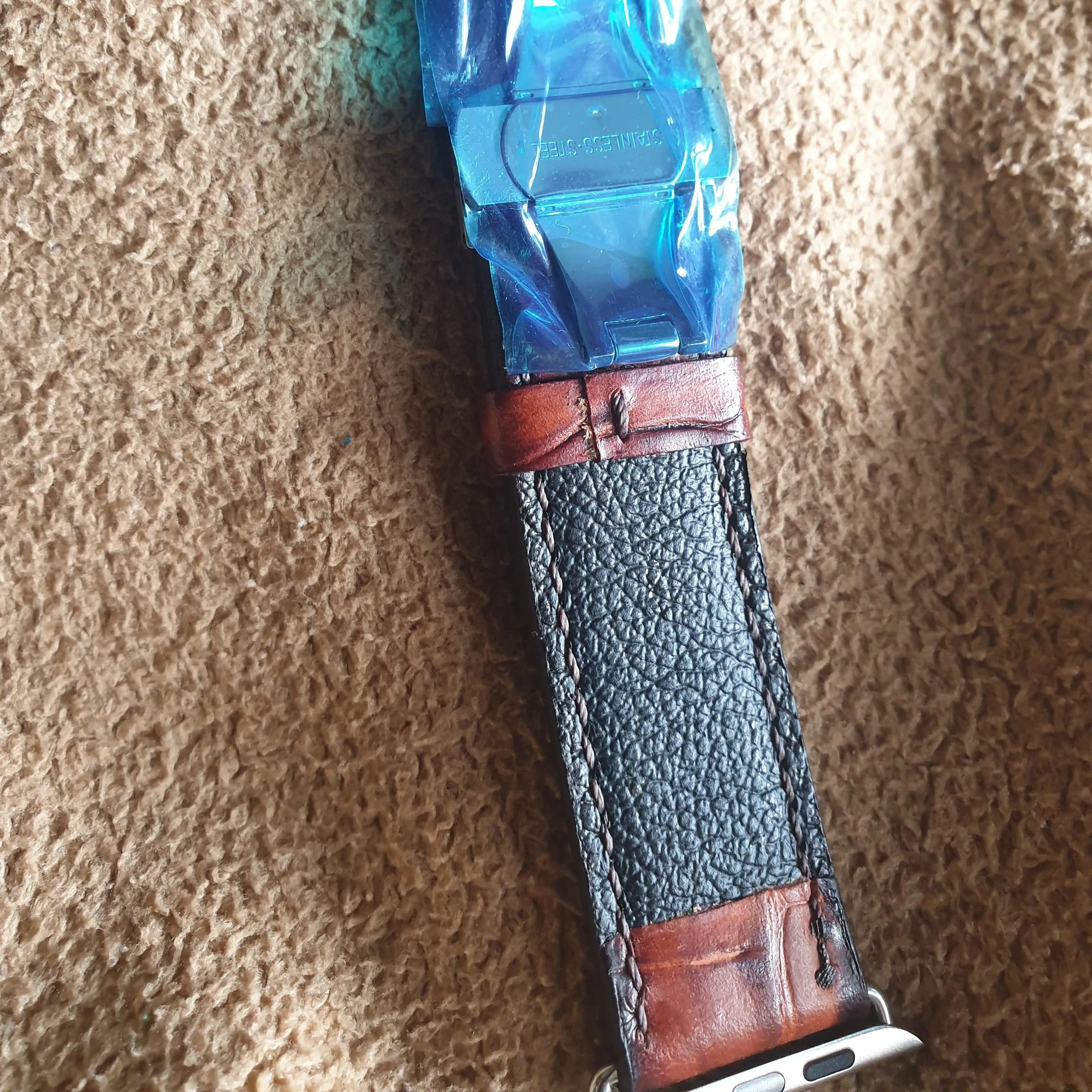 Full grain leather apple watch strap