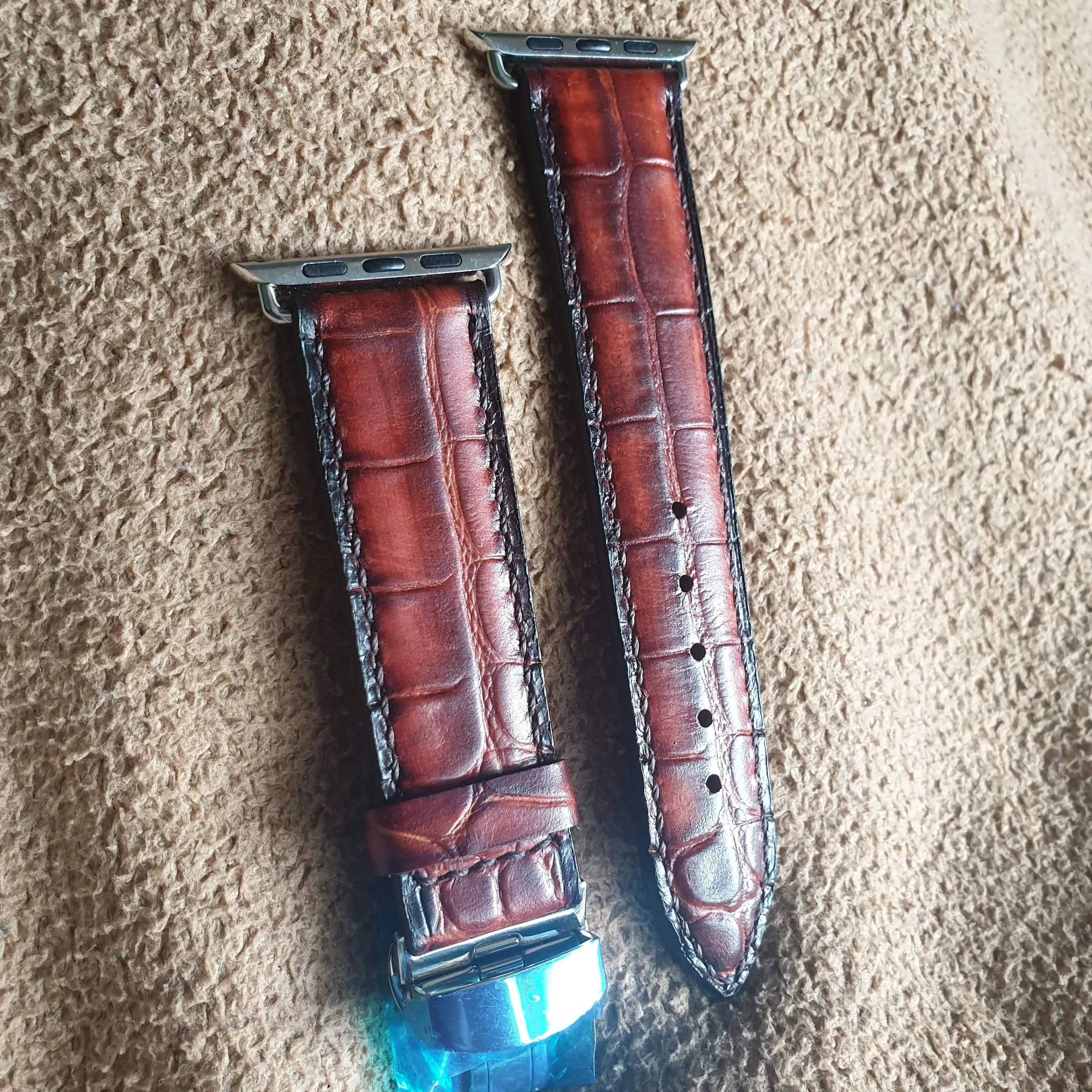 Full grain leather apple watch strap