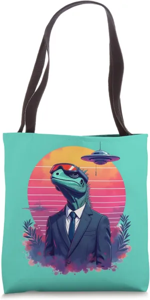 Fun Ufo 1980s Artwork: Reptilian Alien Encounter Tote Bag