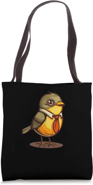 Funny bureau Bird with Tie for funny Birds Costume Lovers Tote Bag