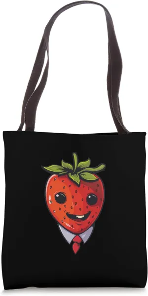 Funny bureau Strawberry with Tie for Fruits Lovers Tote Bag