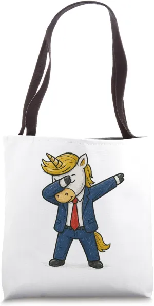 Funny Dabbing Unicorn Trump Patriotic Dab Pose USA Politics Tote Bag