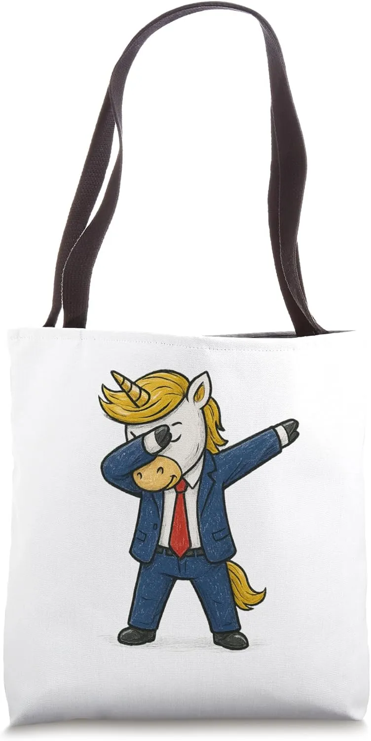 Funny Dabbing Unicorn Trump Patriotic Dab Pose USA Politics Tote Bag