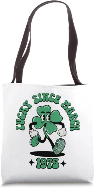 Funny Lucky Since March 1975 St. Patrick's Day Shamrock Tote Bag