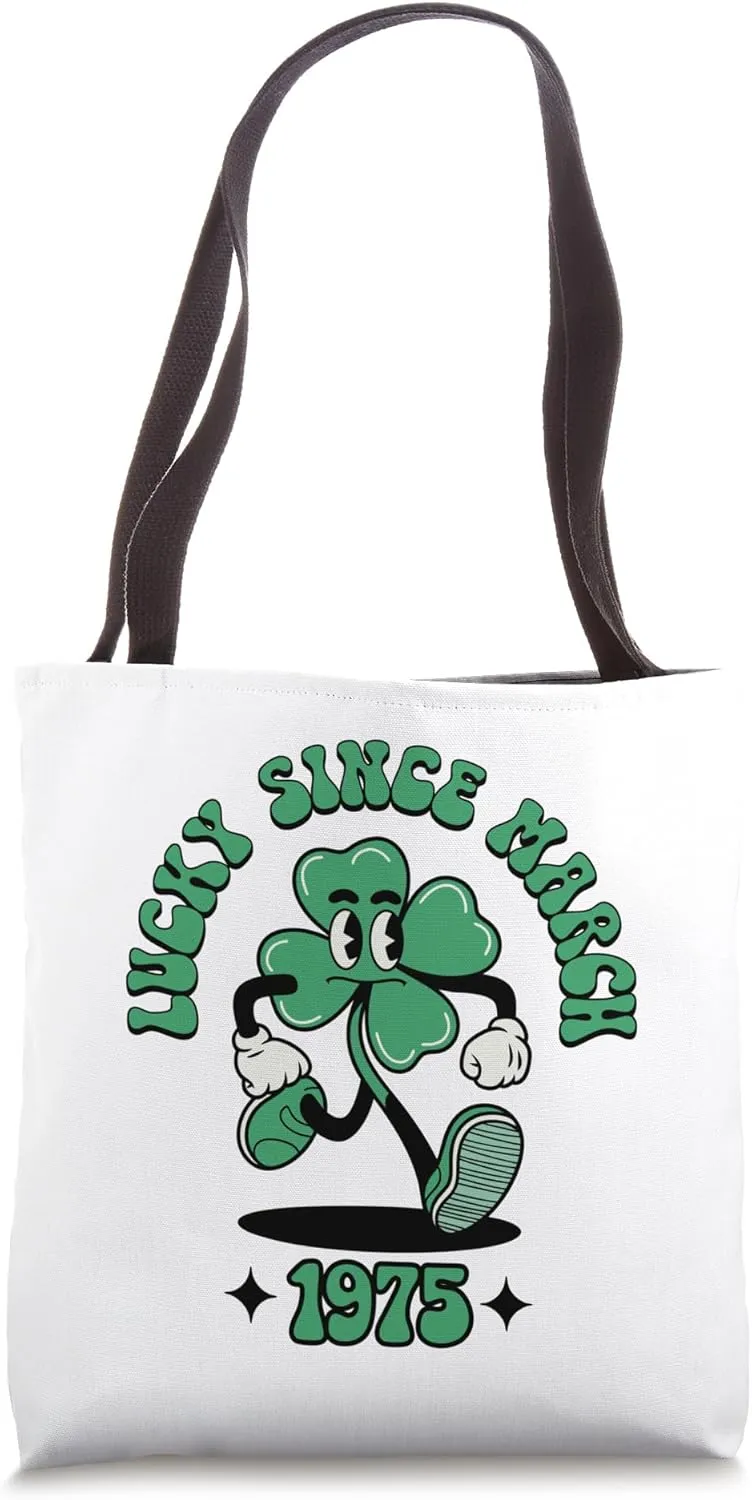 Funny Lucky Since March 1975 St. Patrick's Day Shamrock Tote Bag