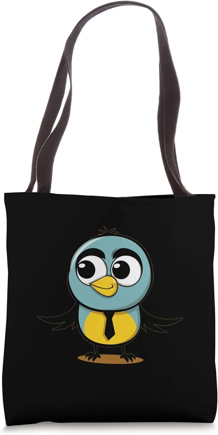 Funny Office Bird with Tie for bureau Animals Lovers Tote Bag