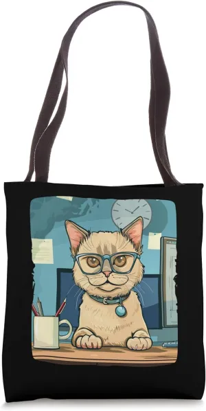 Funny Office Cat for Employee and bureau Lovers Tote Bag