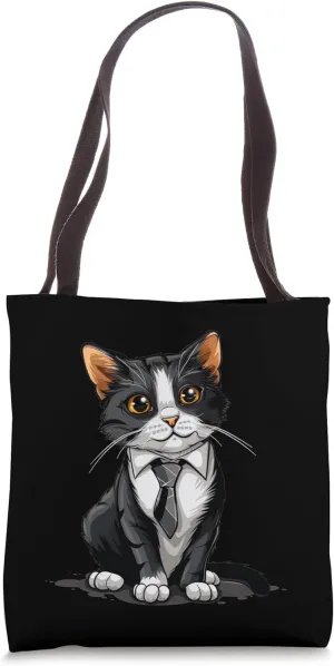 Funny Office Leader Cat Costume with Tie for bureau Days Tote Bag