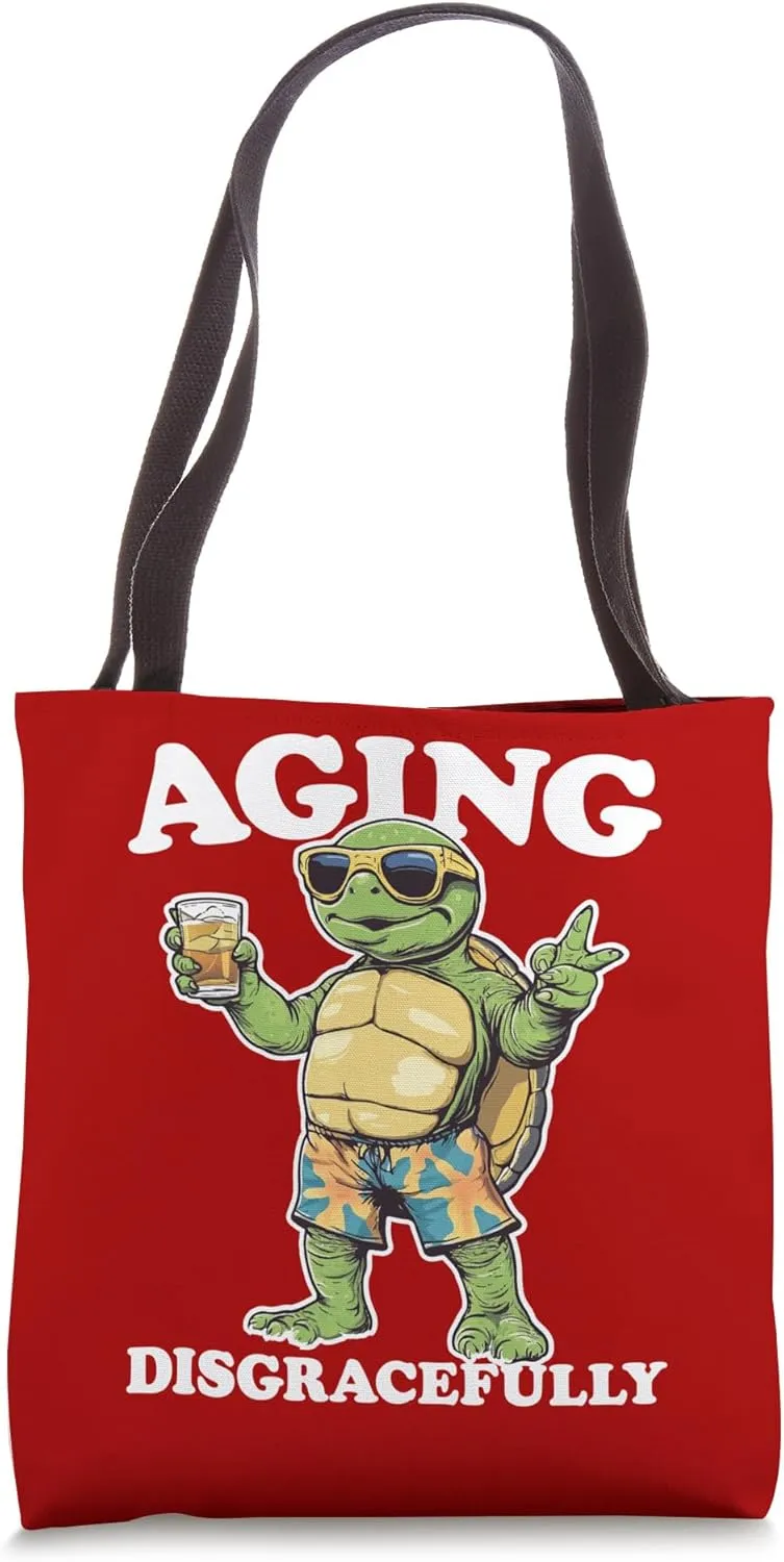 Funny "Aging Disgracefully" Older Folks Boomers Grandparents Tote Bag