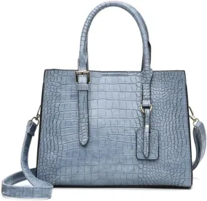FUNSEED Handbag for Women, Large Capacity Crocodile Print PU Leather Tote Shoulder Bag with Zipper for Work