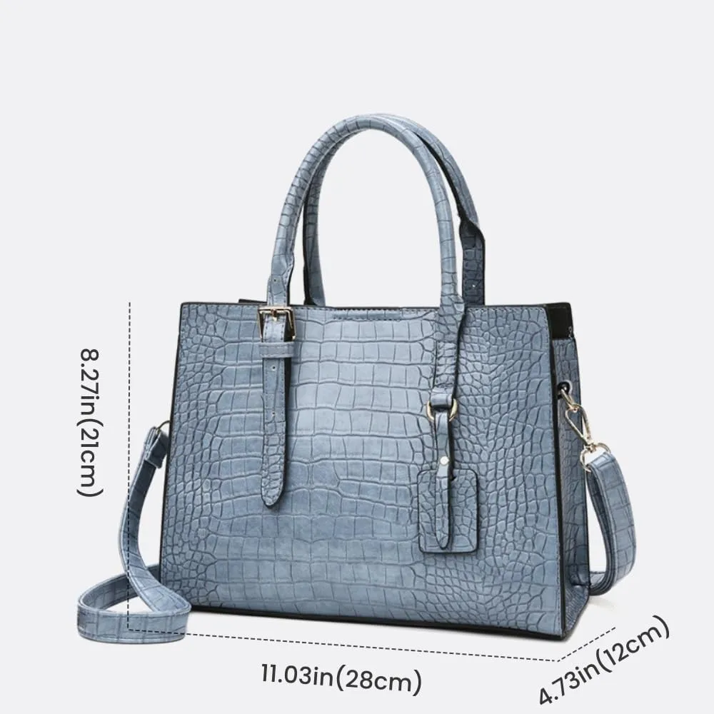 FUNSEED Handbag for Women, Large Capacity Crocodile Print PU Leather Tote Shoulder Bag with Zipper for Work