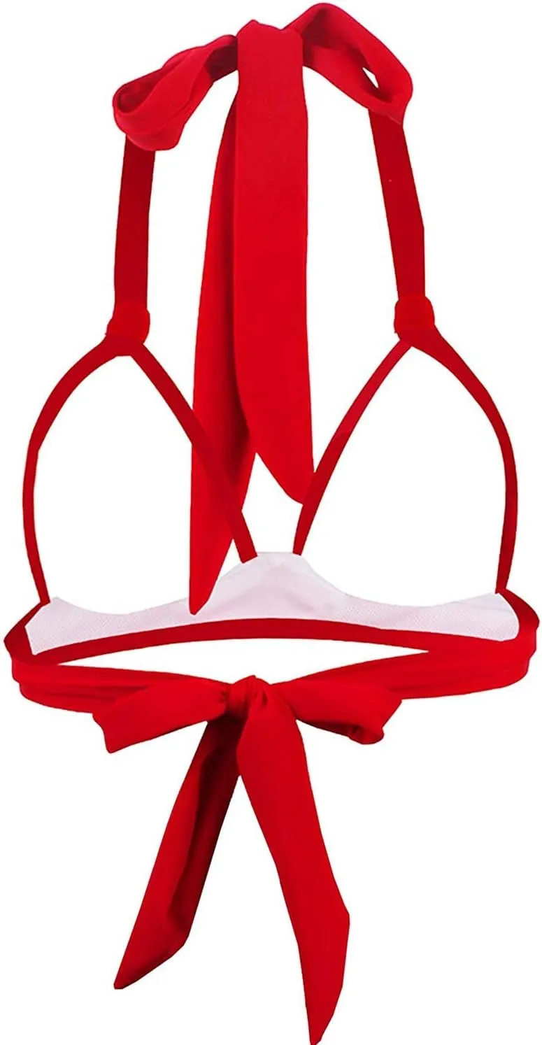 futurino Women Bikini Vintage 50s Plaid Pattern Halter Bikini Top Swimsuits