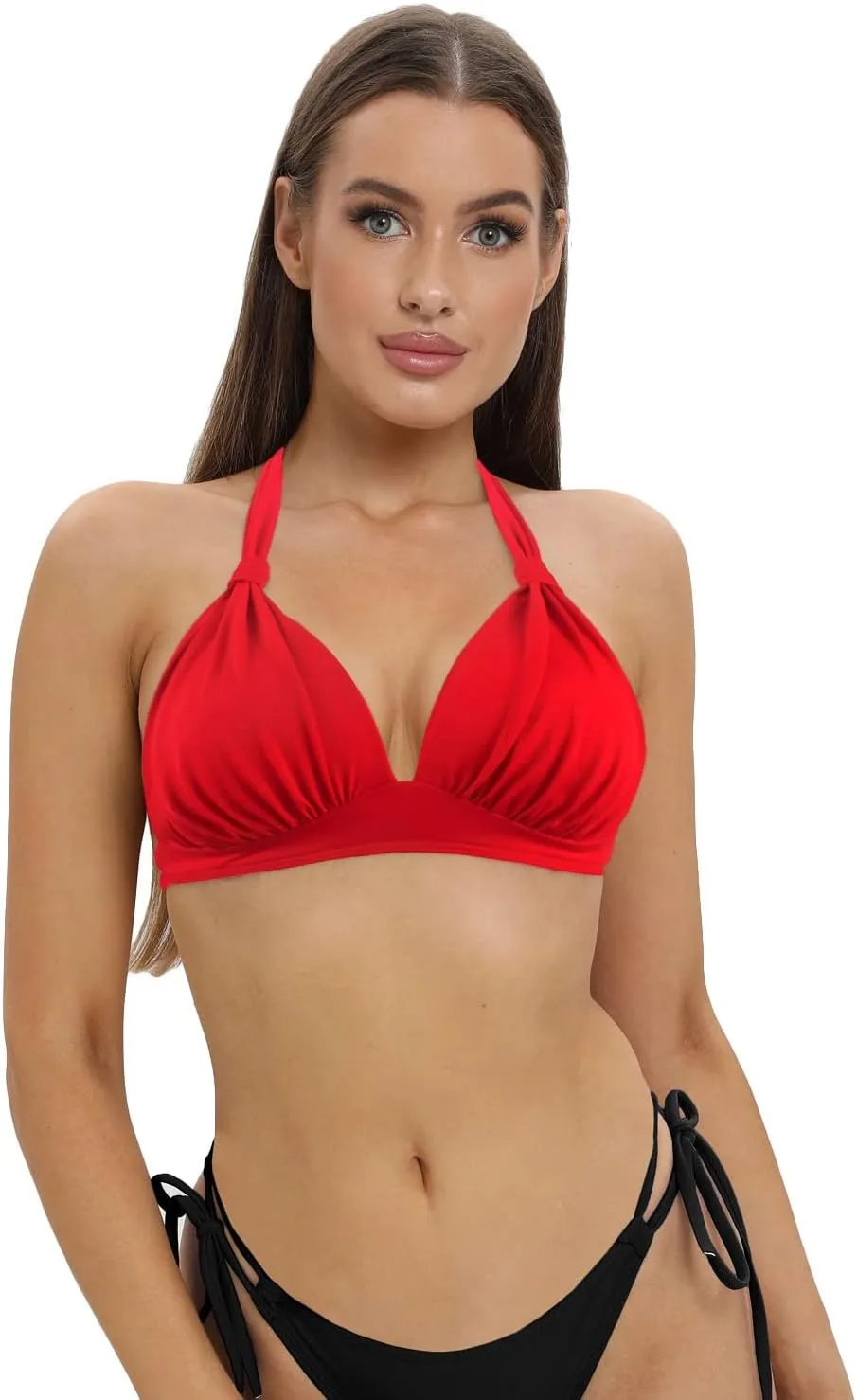 futurino Women Bikini Vintage 50s Plaid Pattern Halter Bikini Top Swimsuits