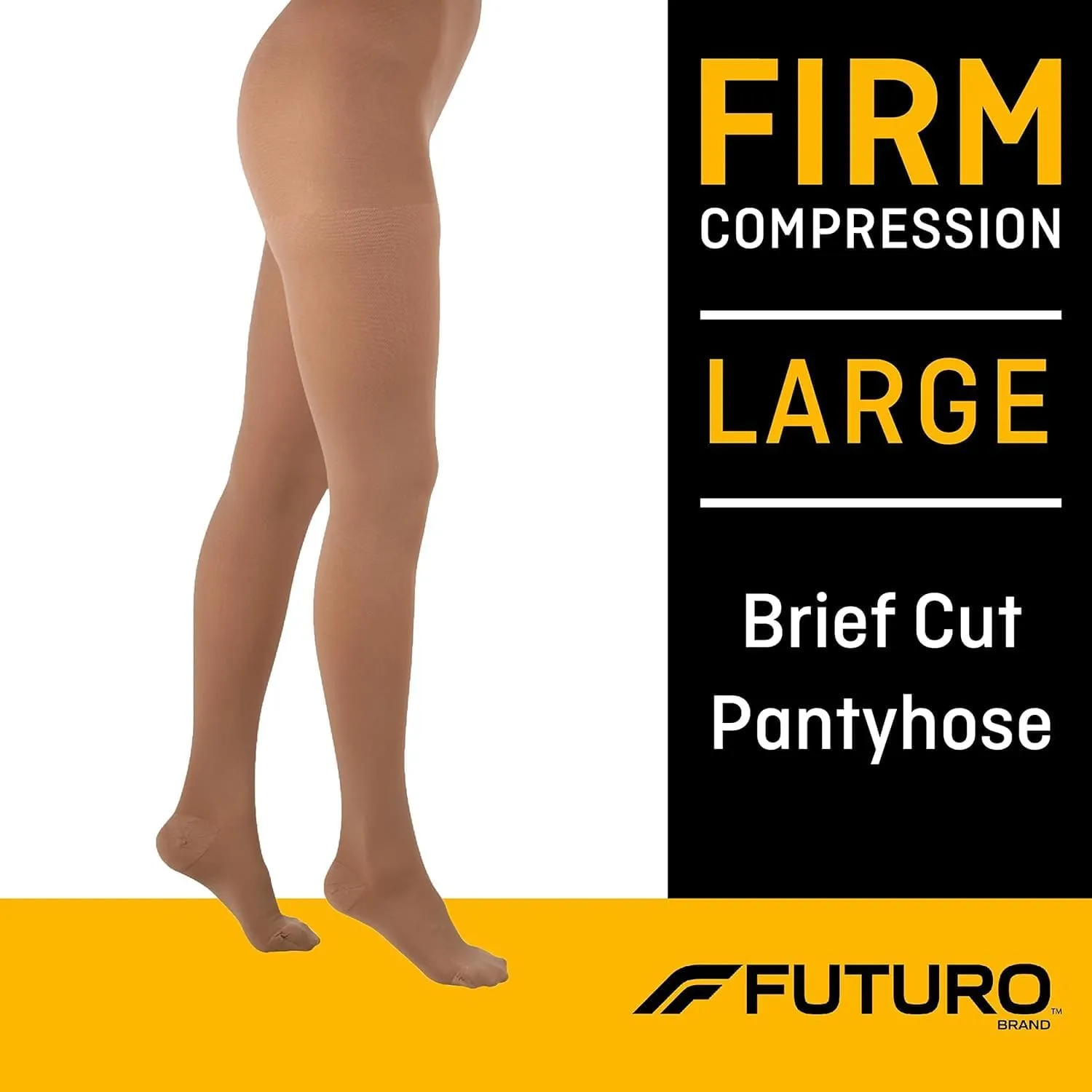 Futuro Restoring Pantyhose for Women, Firm Compression, Brief Cut, Large, Nude