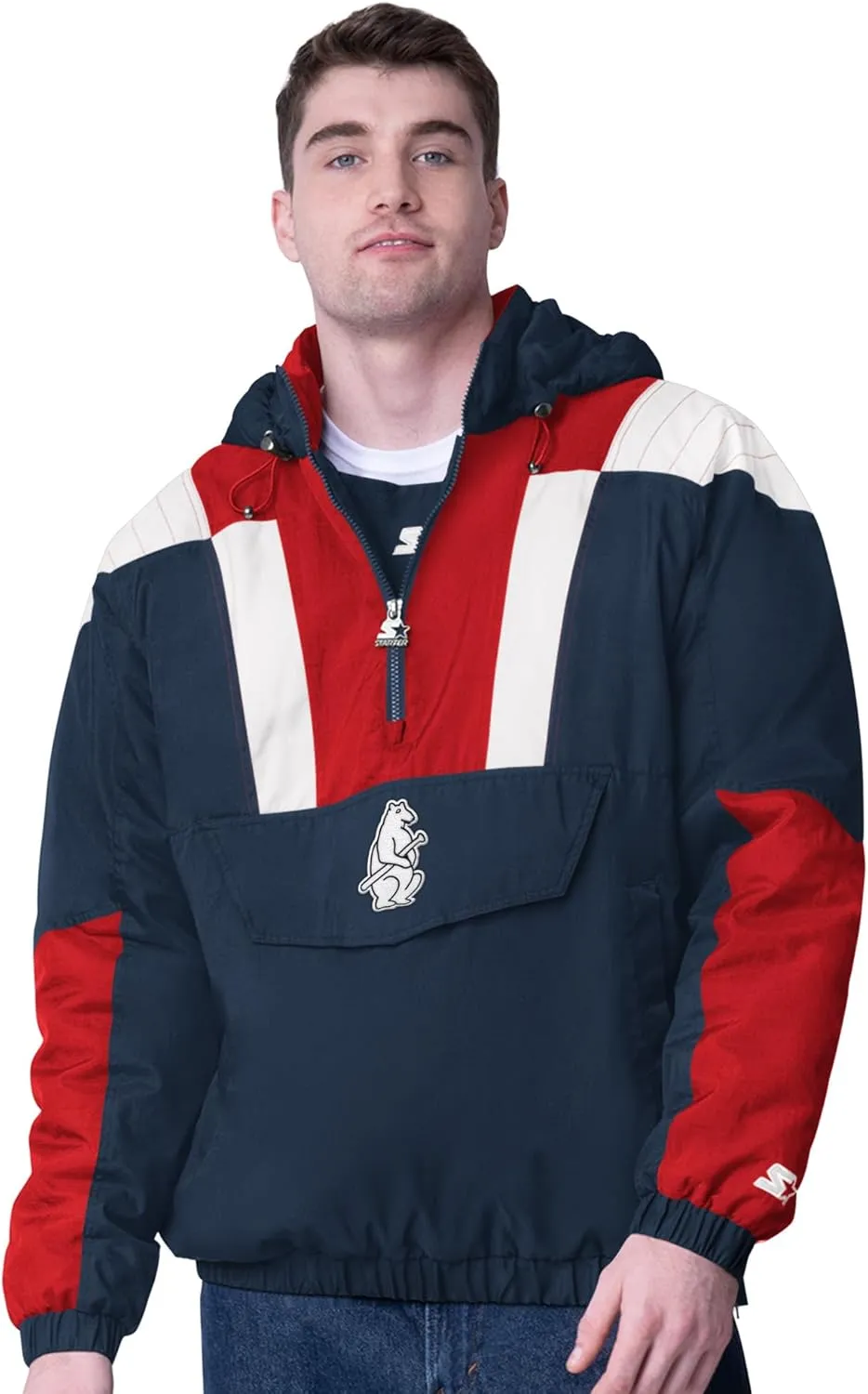 G-III Sports MLB Men's StarterFit Charger Half Zip Nylon Crinkle Jacket