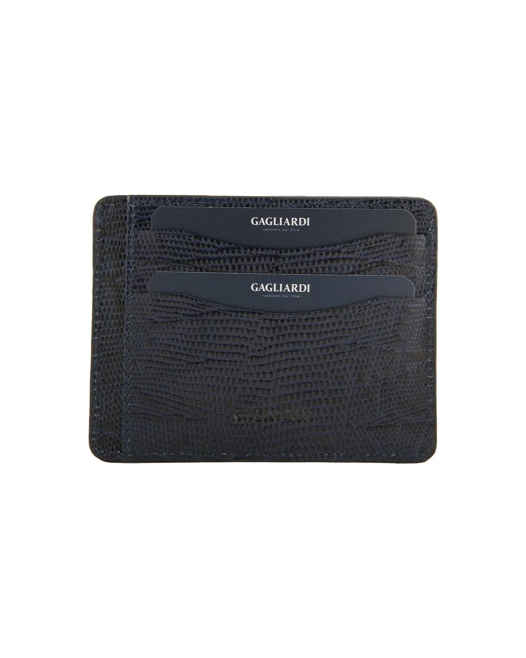 Gagliardi Imitation Snake Skin Leather Navy Credit Card Holder