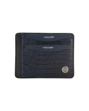 Gagliardi Imitation Snake Skin Leather Navy Credit Card Holder