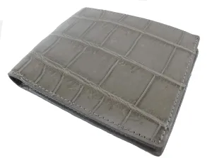 Genuine Crocodile Alligator Belly Skin Leather Soft & Slim Bifold Wallet Luxury ([B1] - 6 Card Slots   2 ID Windows   2 Compartments for Bills, Tarpaulin Grey)