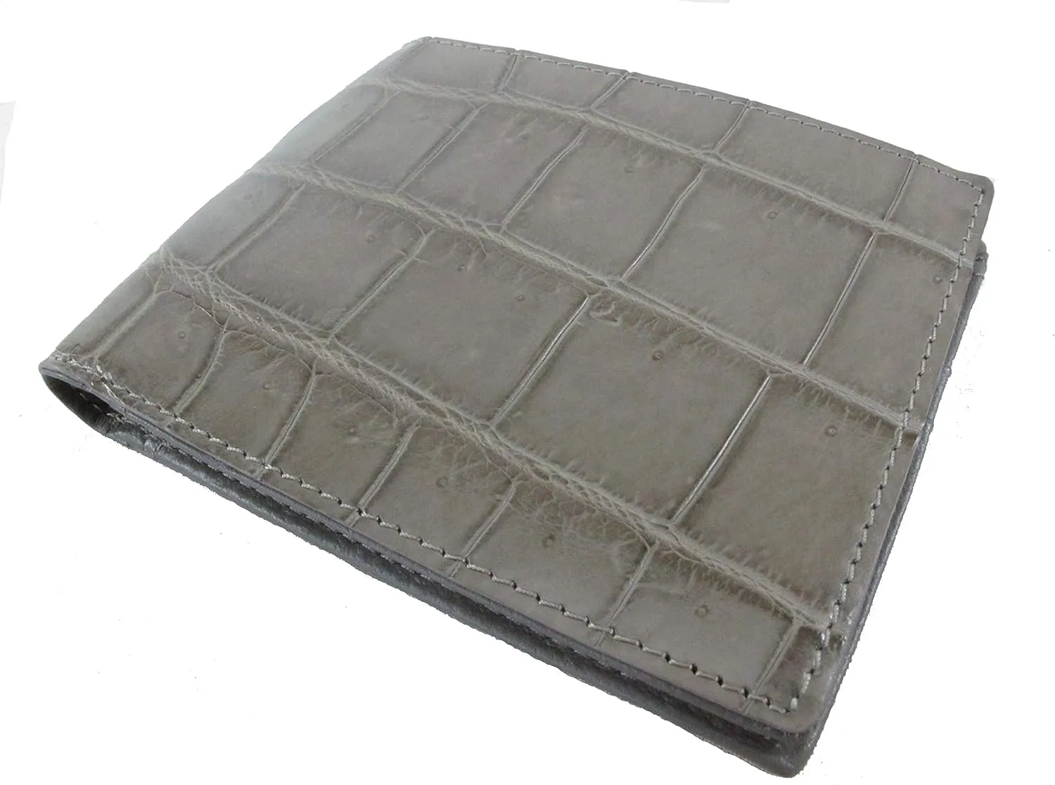 Genuine Crocodile Alligator Belly Skin Leather Soft & Slim Bifold Wallet Luxury ([B1] - 6 Card Slots   2 ID Windows   2 Compartments for Bills, Tarpaulin Grey)