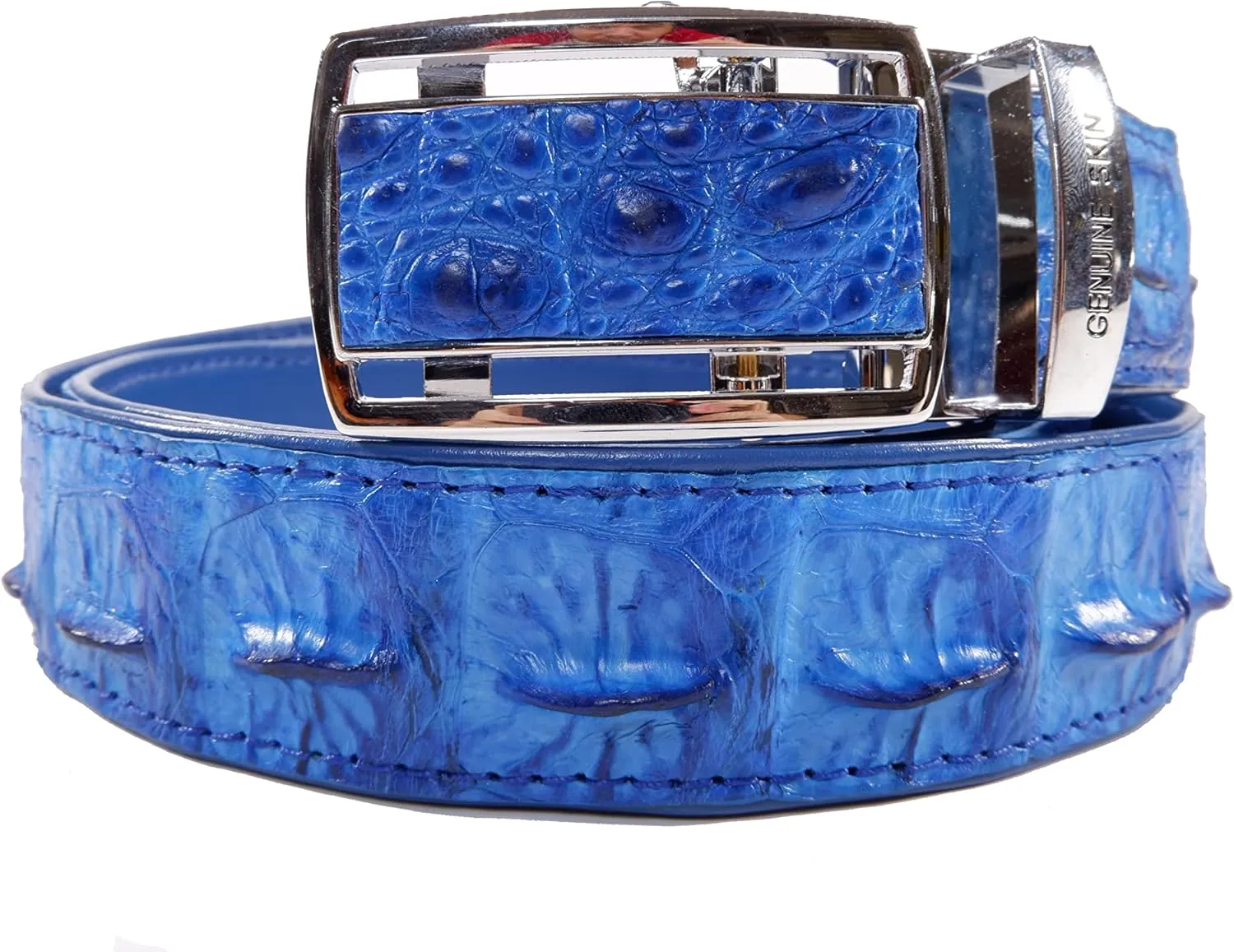 Genuine Crocodile Backbone Skin Leather Men's Belt 46" Long Auto Locking